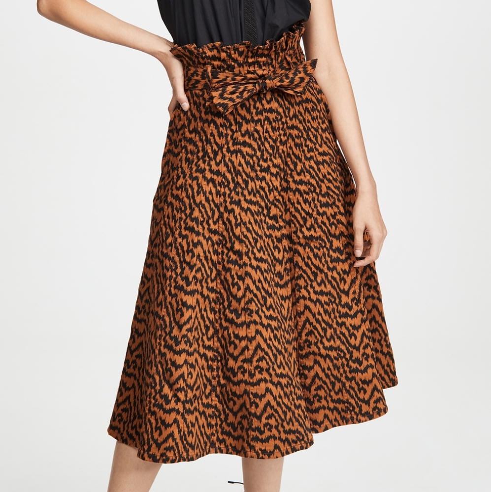 Ulla Johnson Esther paper bag waist denim midi skirt